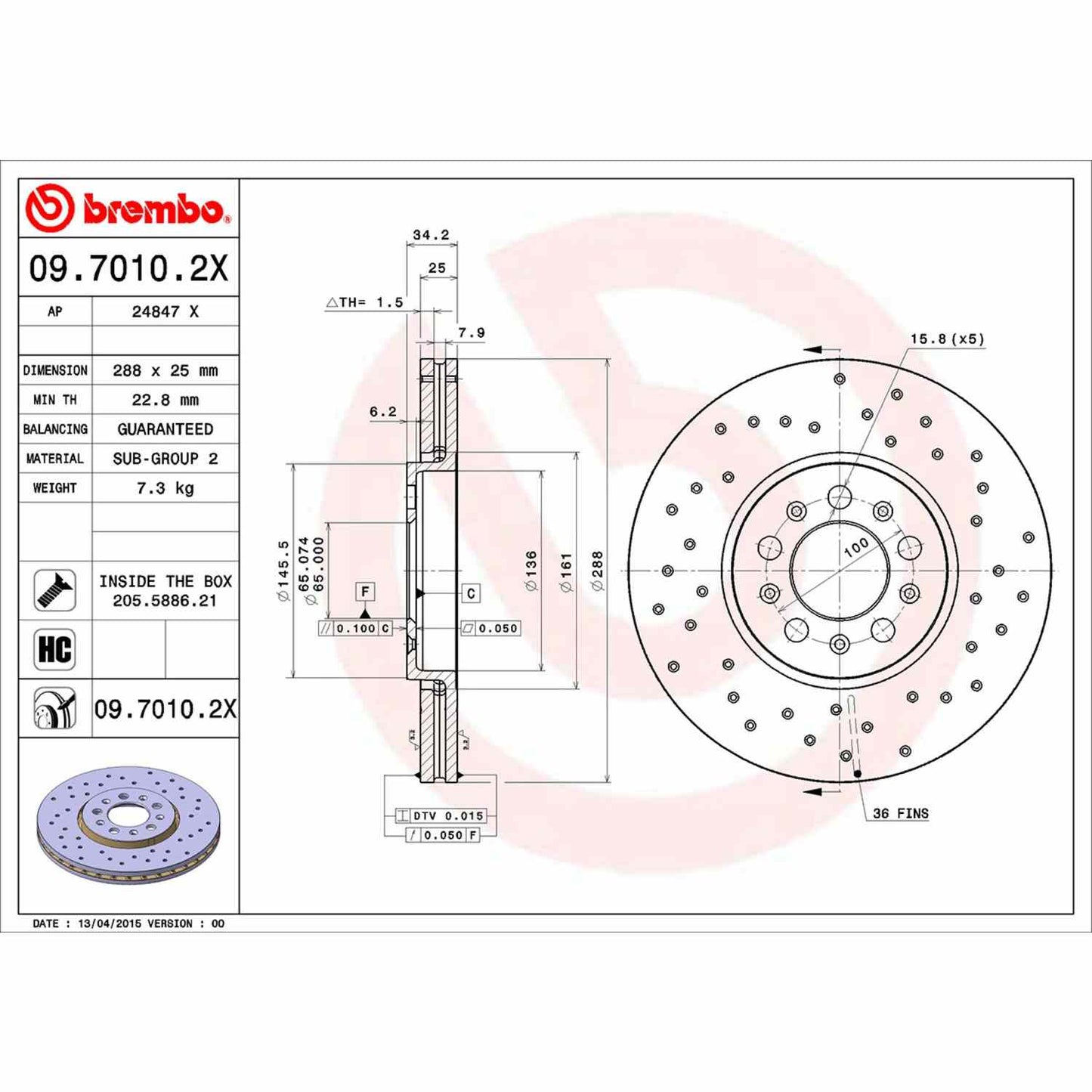 Brembo Disc Brake Rotor 09.7010.2X