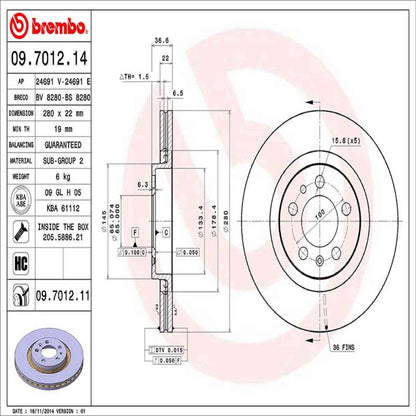 Brembo Disc Brake Rotor 09.7012.11
