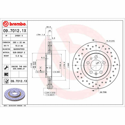 Brembo Disc Brake Rotor 09.7012.1X