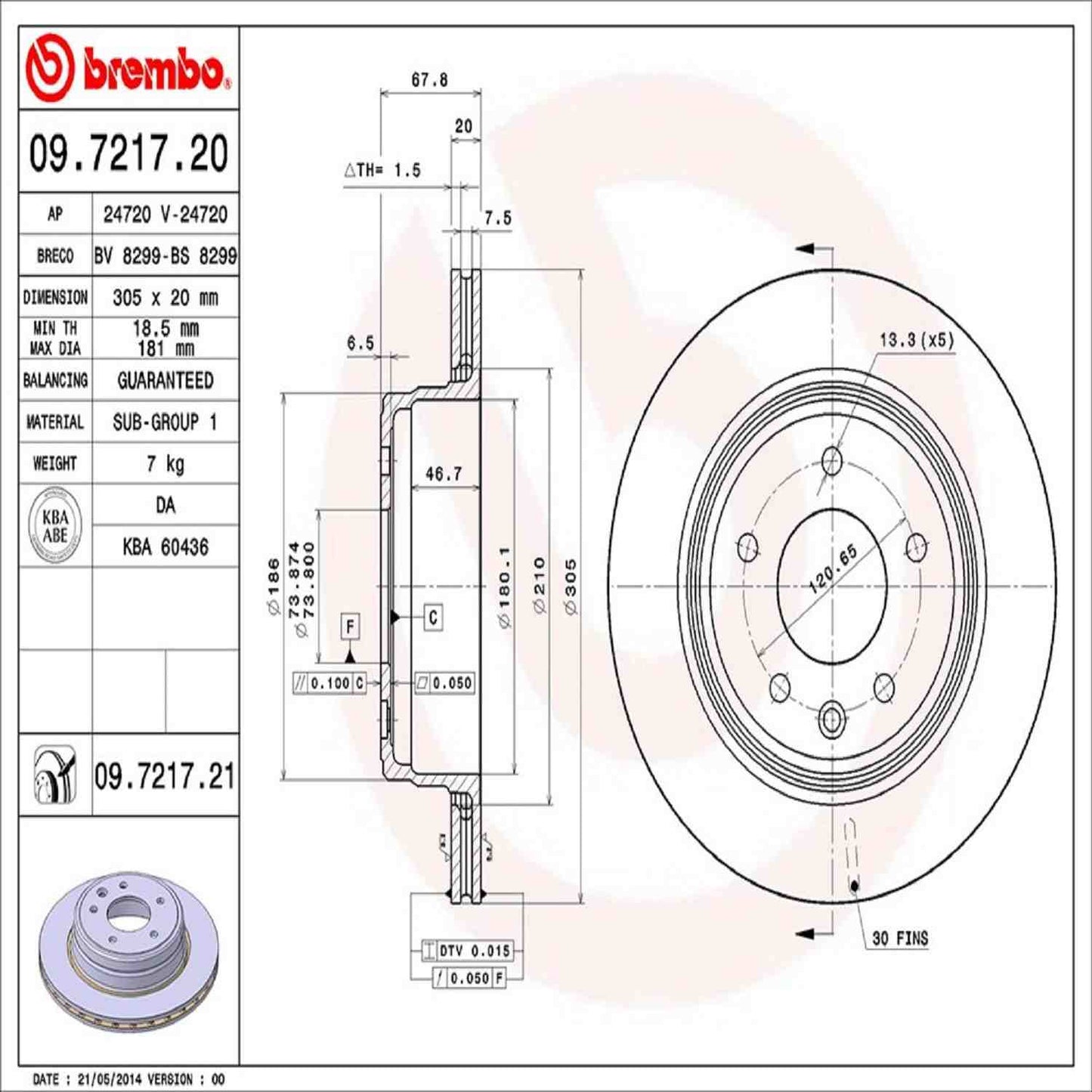 Brembo Disc Brake Rotor 09.7217.21