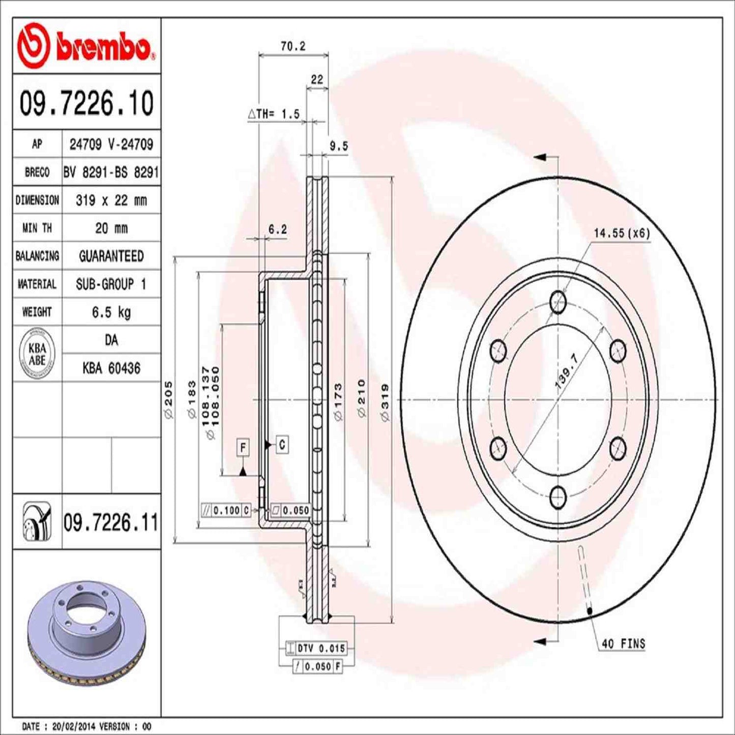 Brembo Disc Brake Rotor 09.7226.11