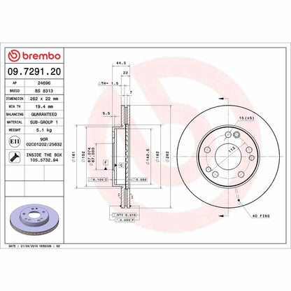 Brembo Disc Brake Rotor 09.7291.20