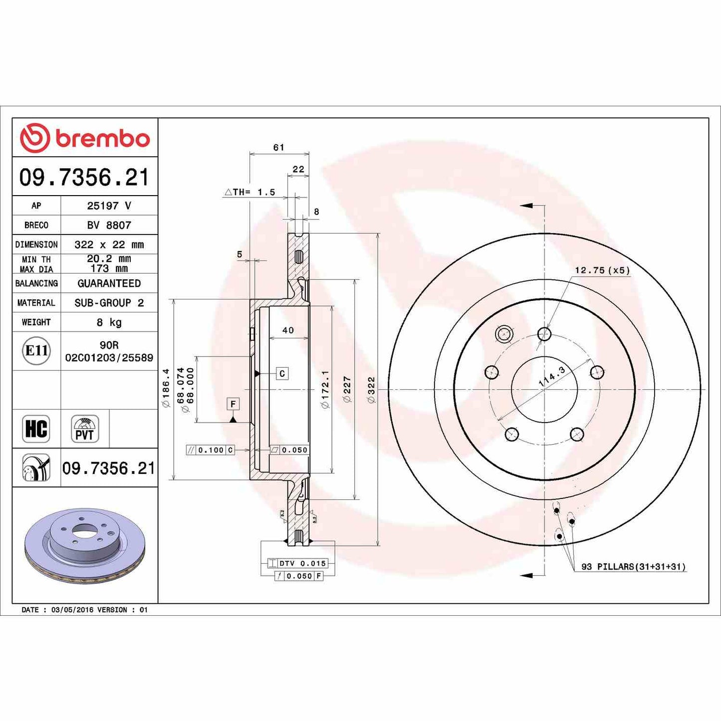 Brembo Disc Brake Rotor 09.7356.21