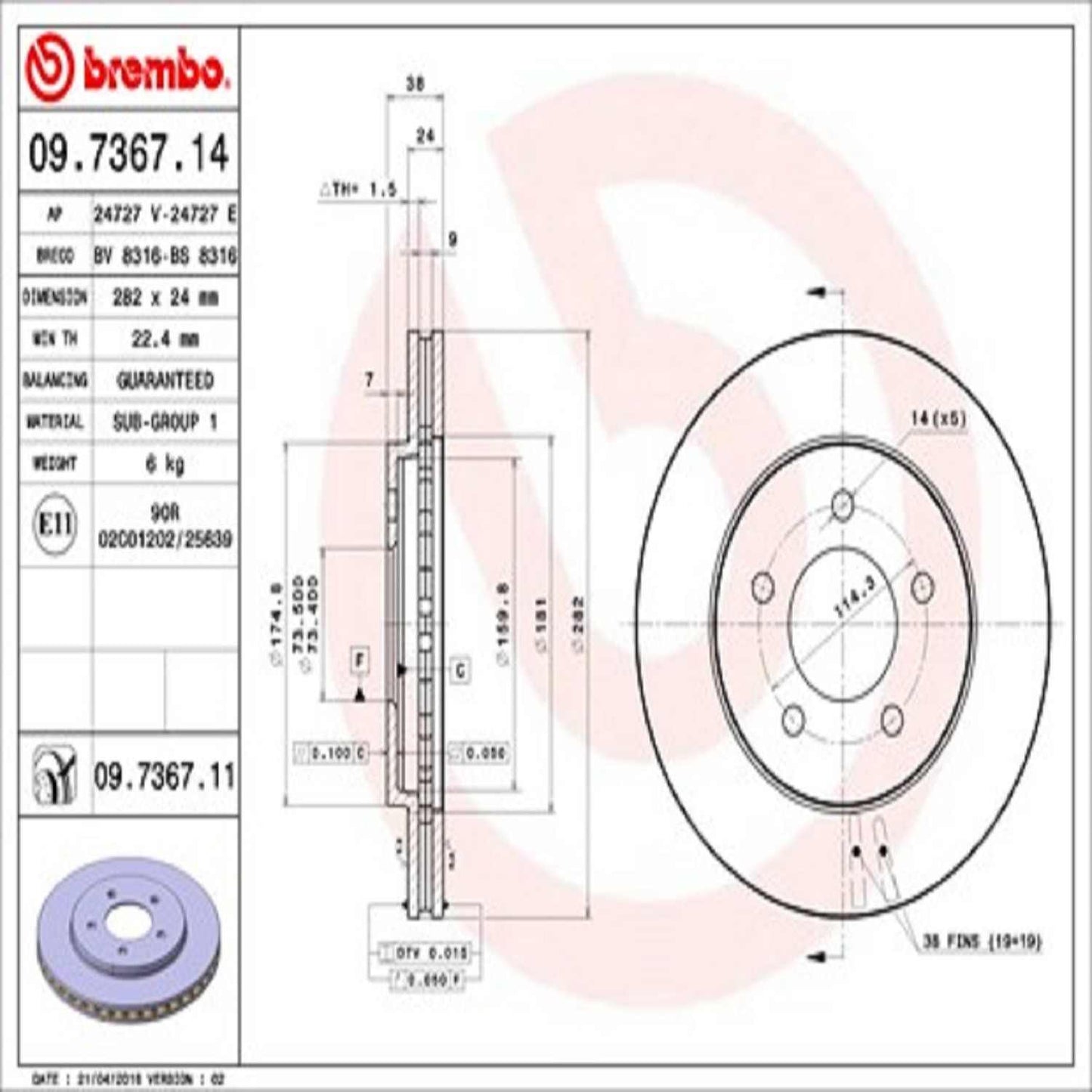 Brembo Disc Brake Rotor 09.7367.11