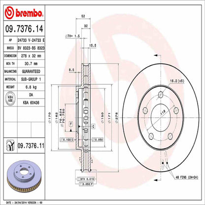 Brembo Disc Brake Rotor 09.7376.11