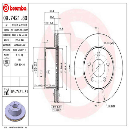 Brembo Disc Brake Rotor 09.7421.81