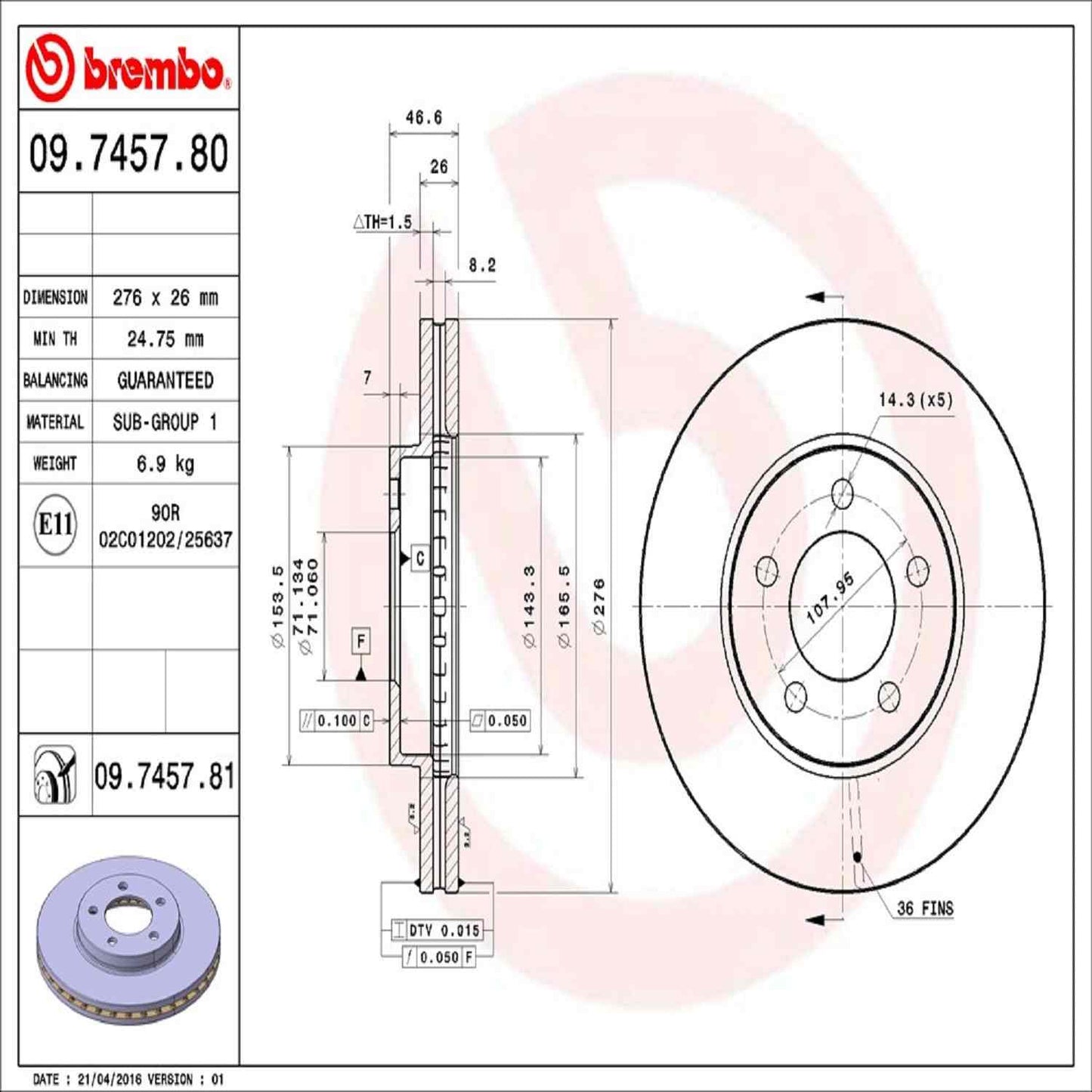Brembo Disc Brake Rotor 09.7457.81