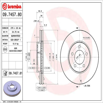 Brembo Disc Brake Rotor 09.7457.81
