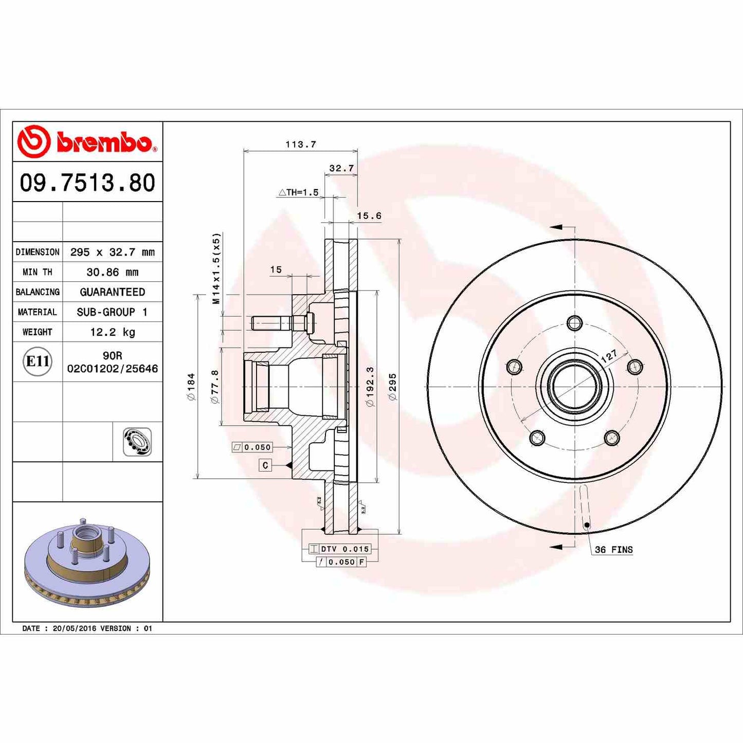 Brembo Disc Brake Rotor 09.7513.80