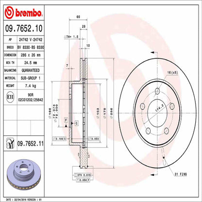 Brembo Disc Brake Rotor 09.7652.11