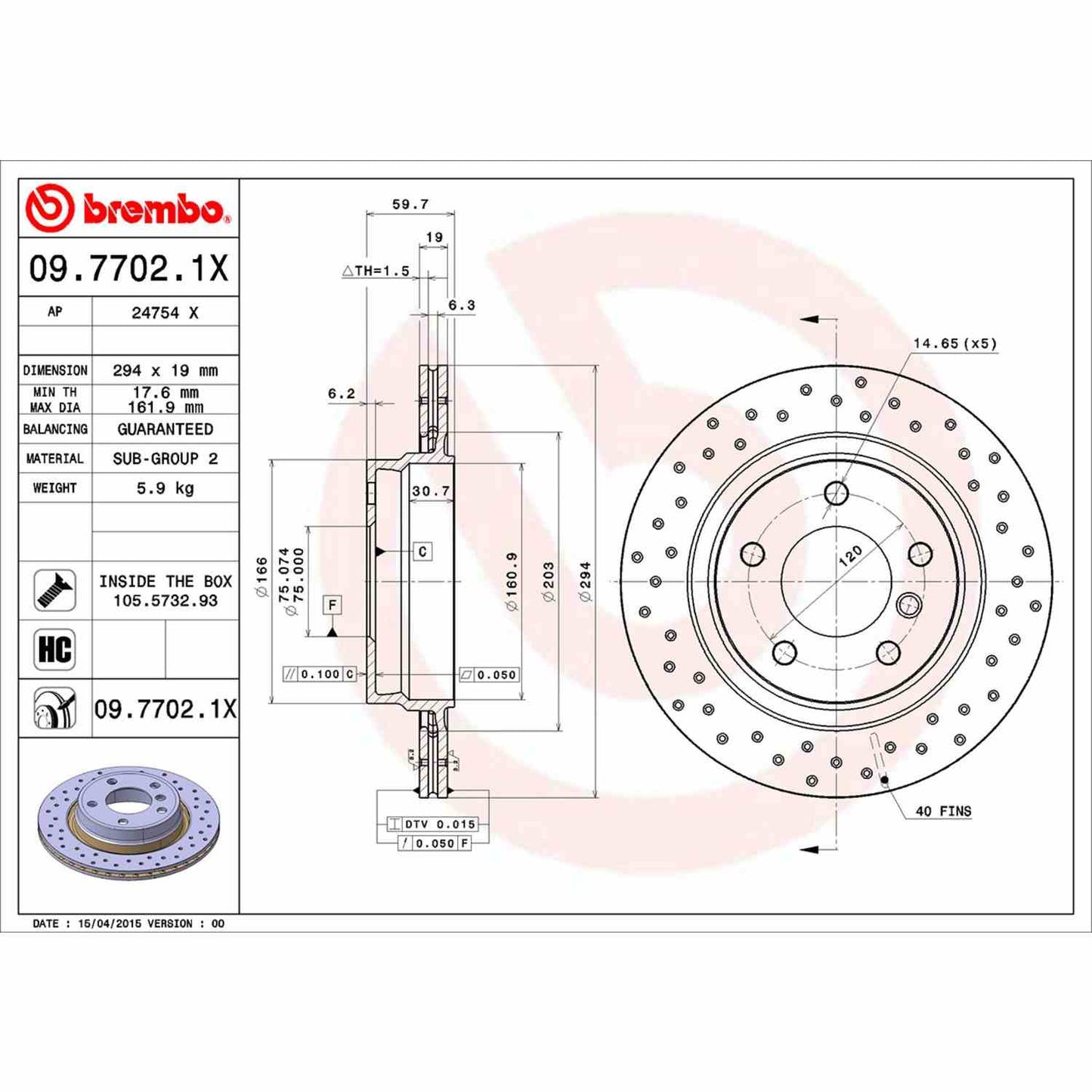 Brembo Disc Brake Rotor 09.7702.1X