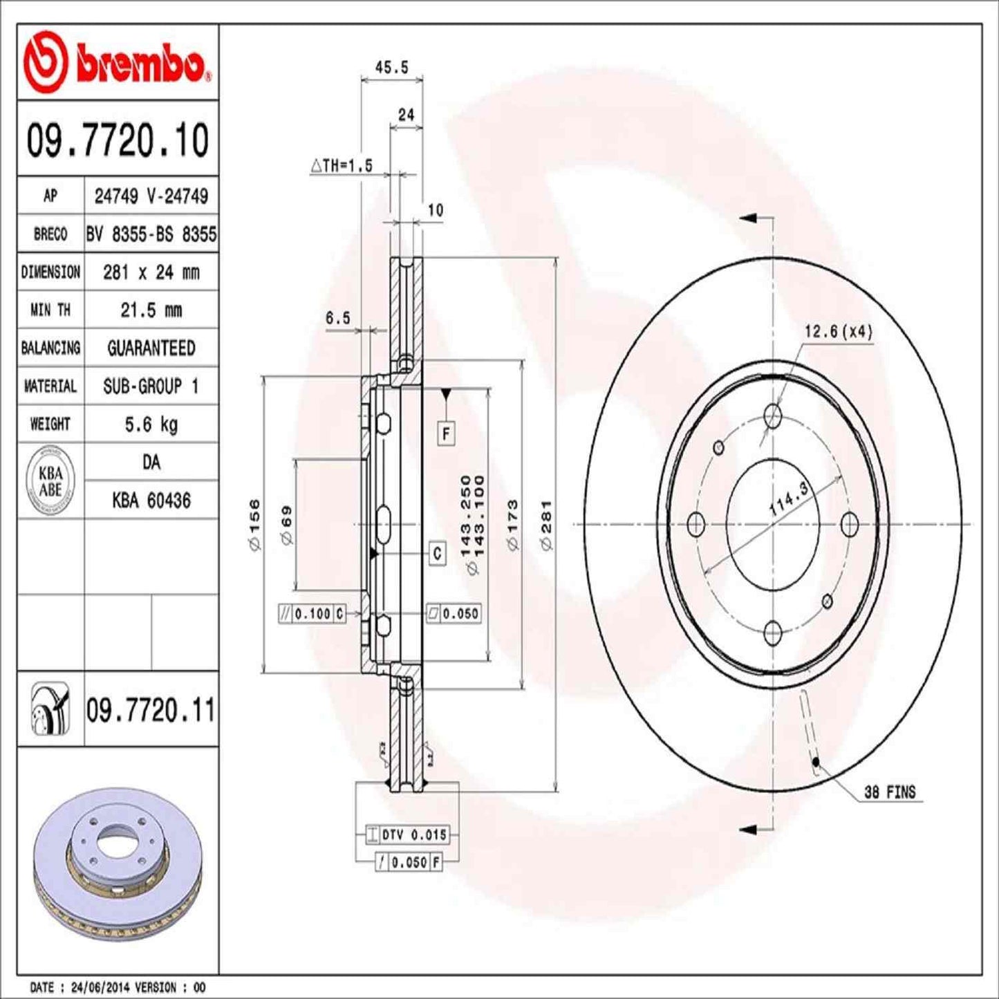 Brembo Disc Brake Rotor 09.7720.11