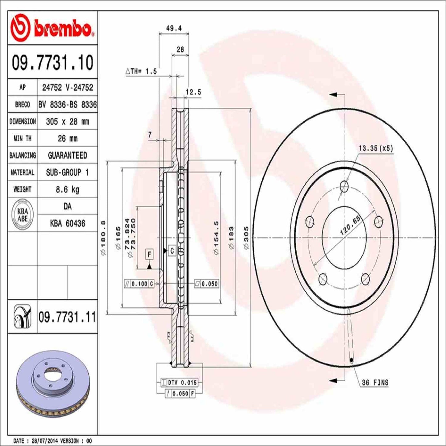 Brembo Disc Brake Rotor 09.7731.11