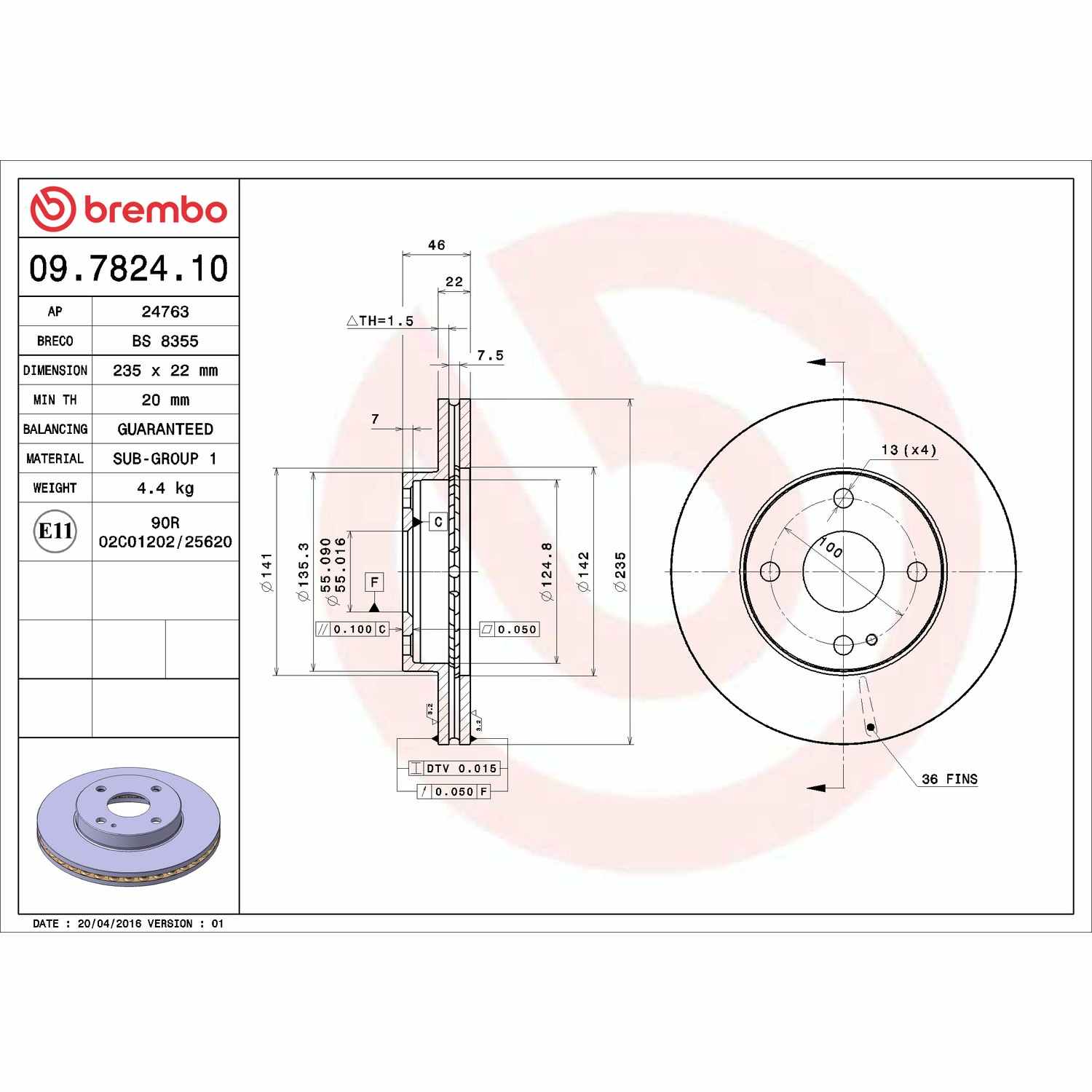 Brembo Disc Brake Rotor 09.7824.10