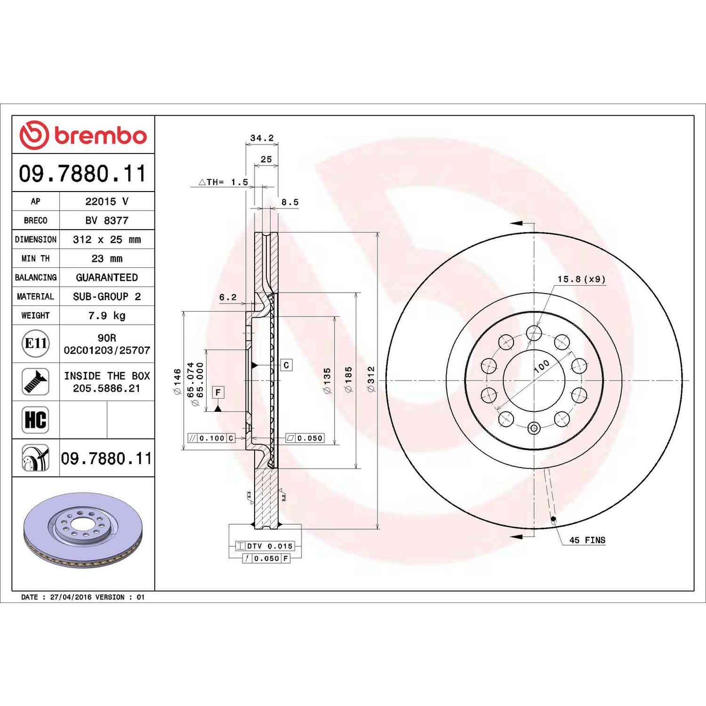 Brembo Disc Brake Rotor 09.7880.11
