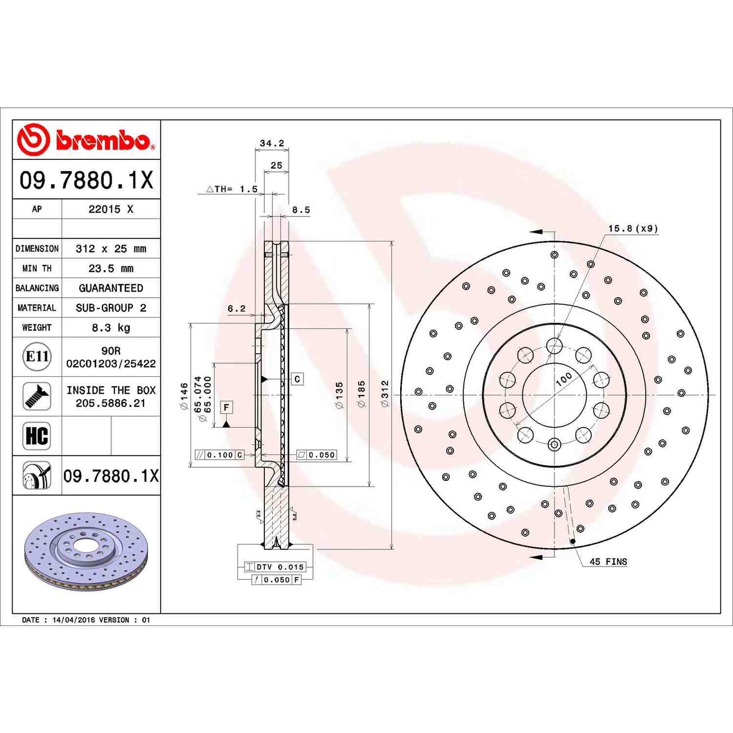 Brembo Disc Brake Rotor 09.7880.1X