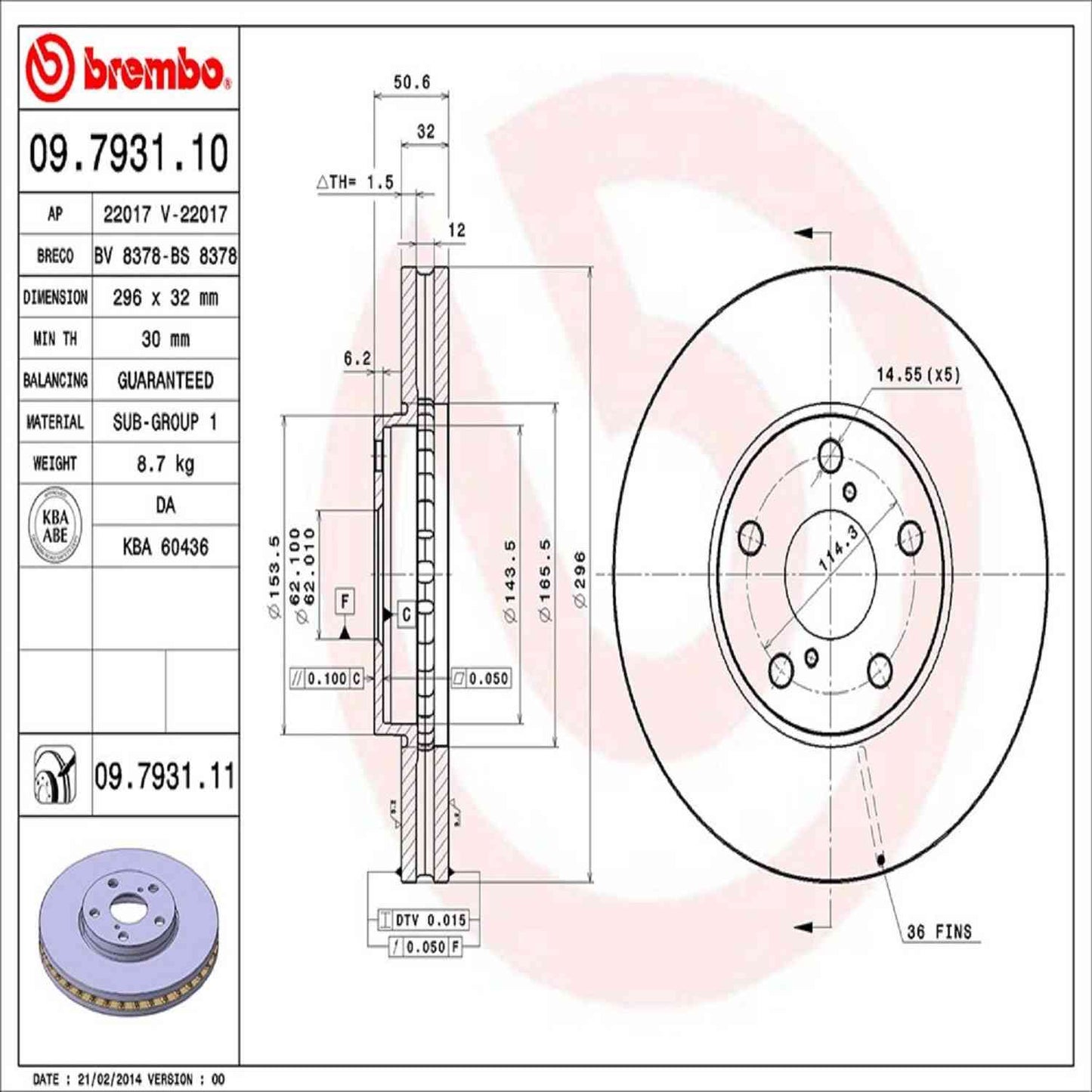 Brembo Disc Brake Rotor 09.7931.11