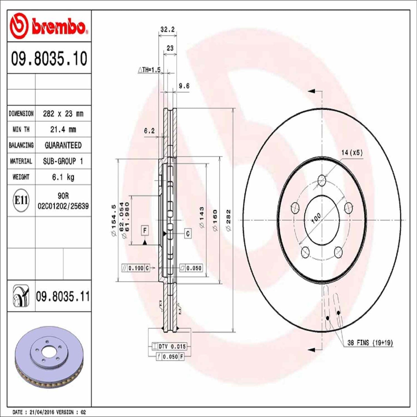 Brembo Disc Brake Rotor 09.8035.11