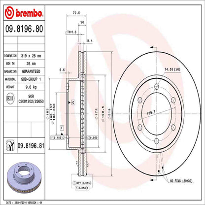 Brembo Disc Brake Rotor 09.8196.81
