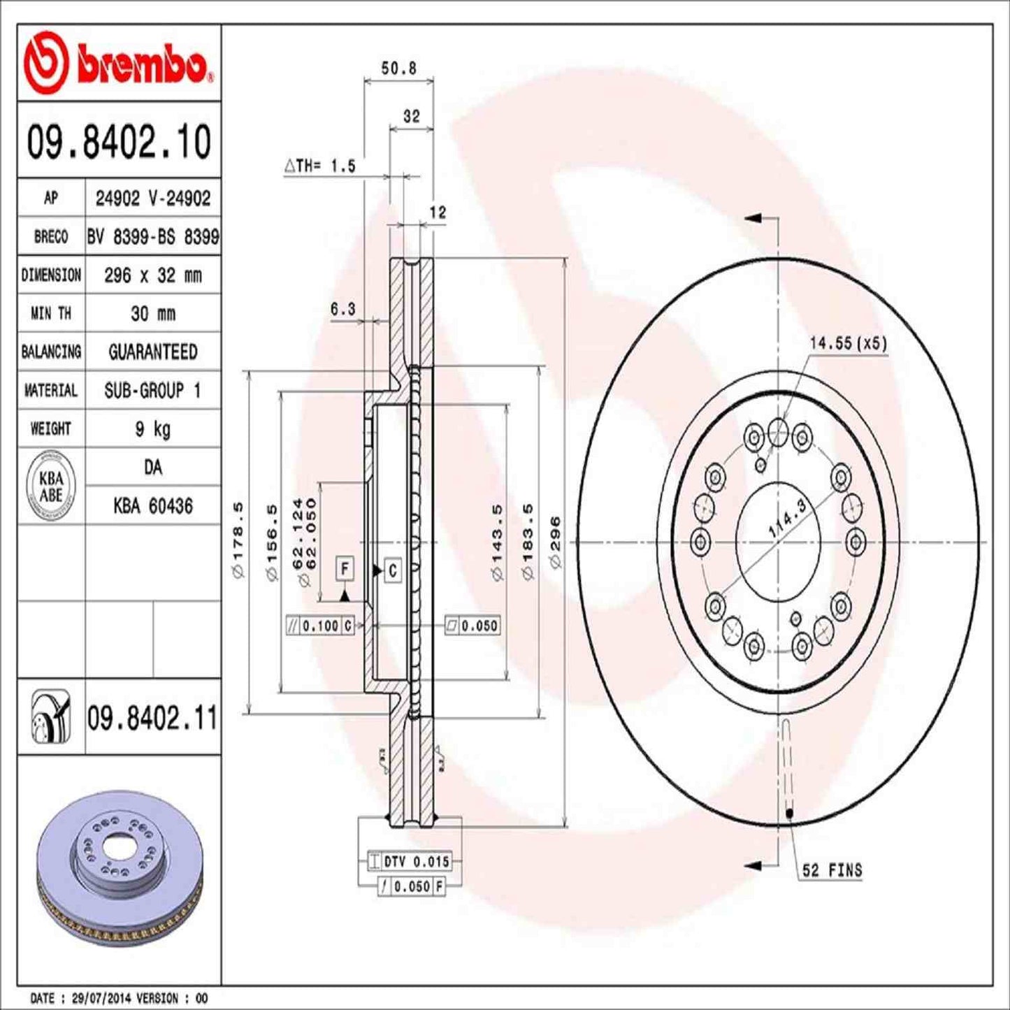 Brembo Disc Brake Rotor 09.8402.11