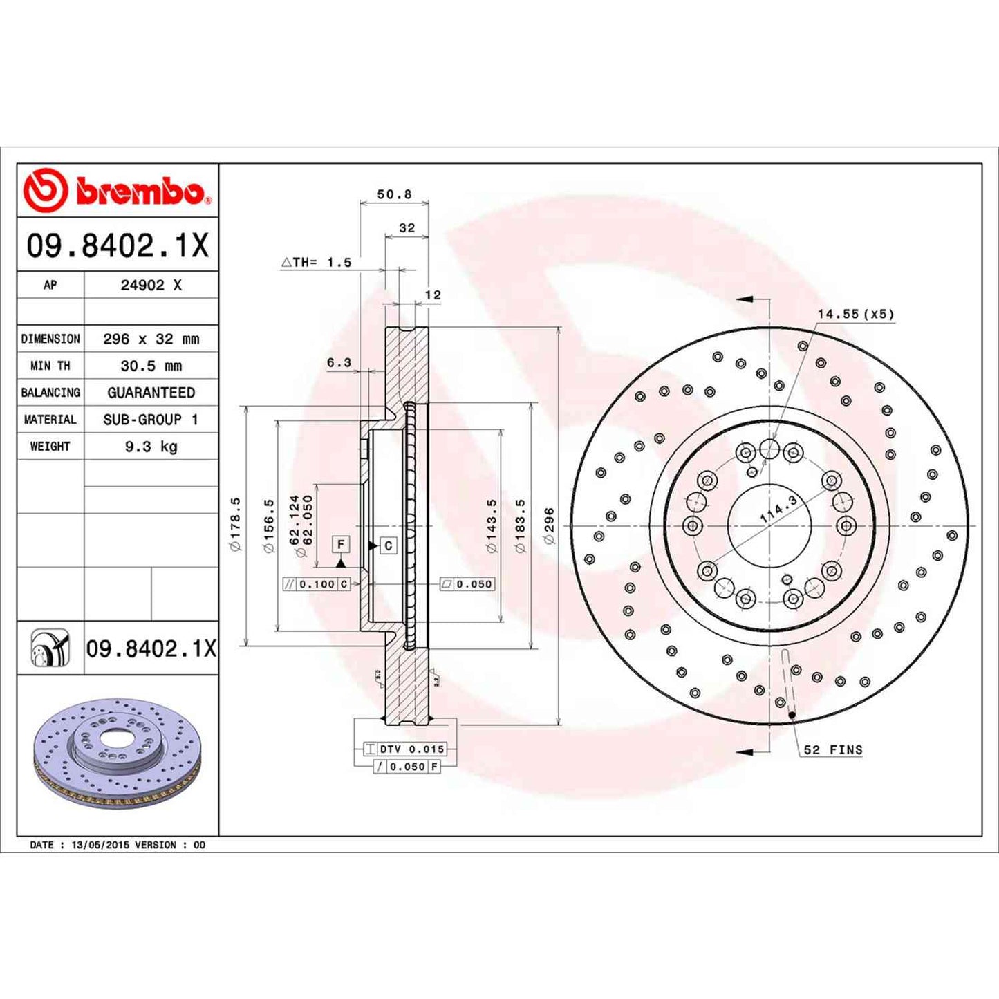 Brembo Disc Brake Rotor 09.8402.1X