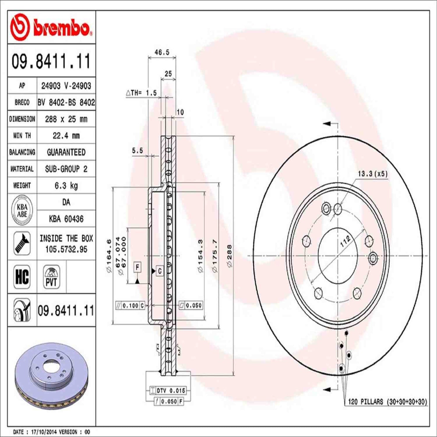 Brembo Disc Brake Rotor 09.8411.11