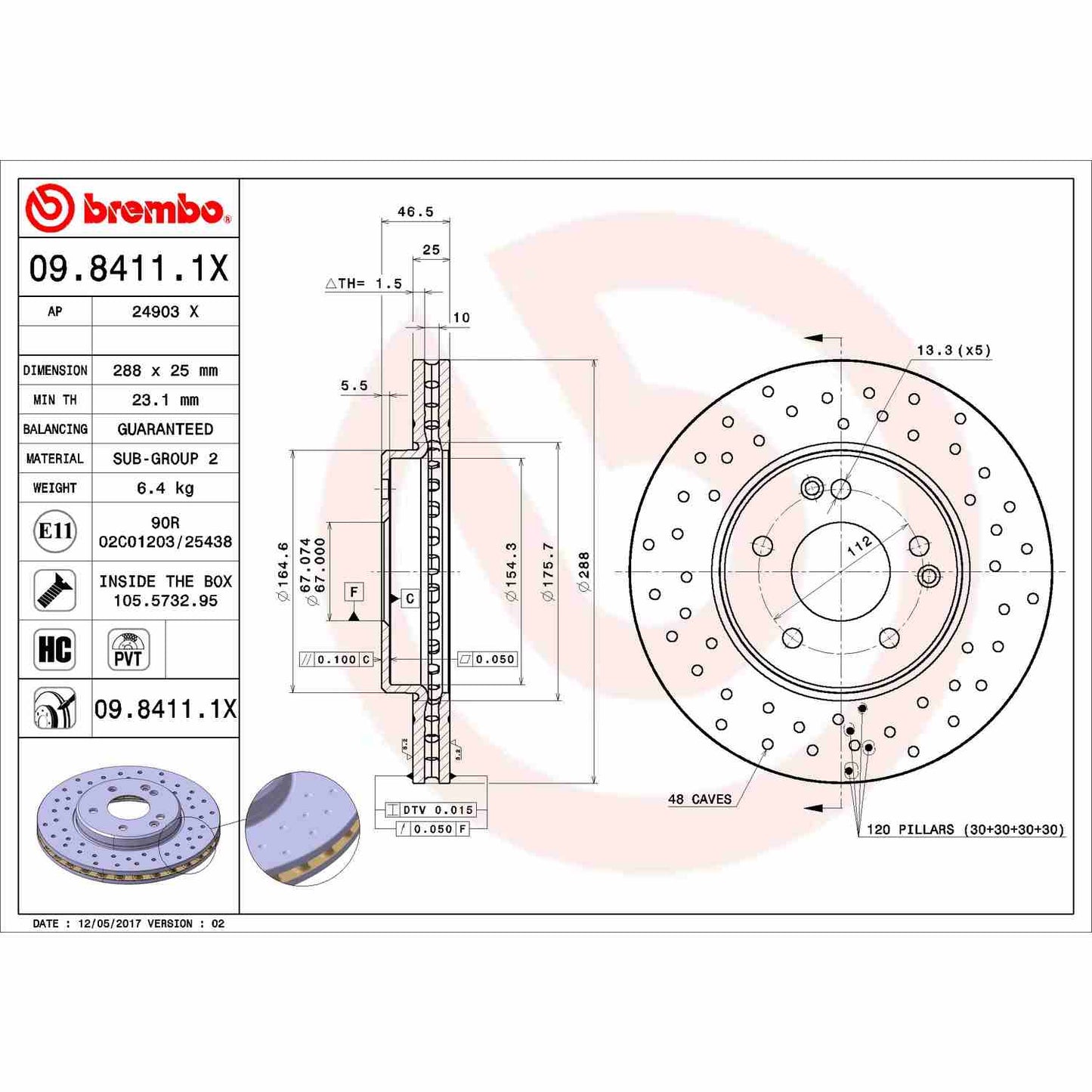 Brembo Disc Brake Rotor 09.8411.1X