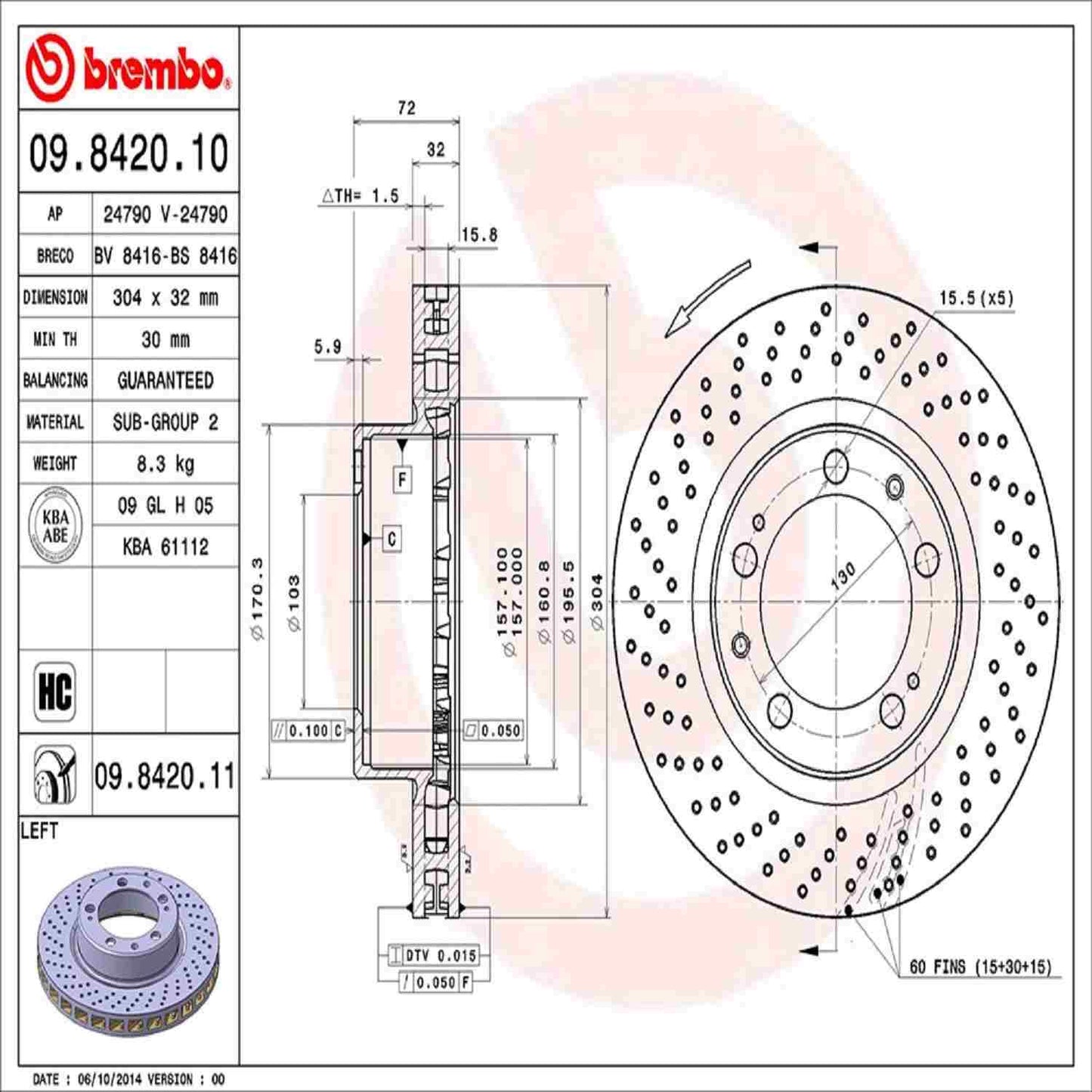 Brembo Disc Brake Rotor 09.8420.11
