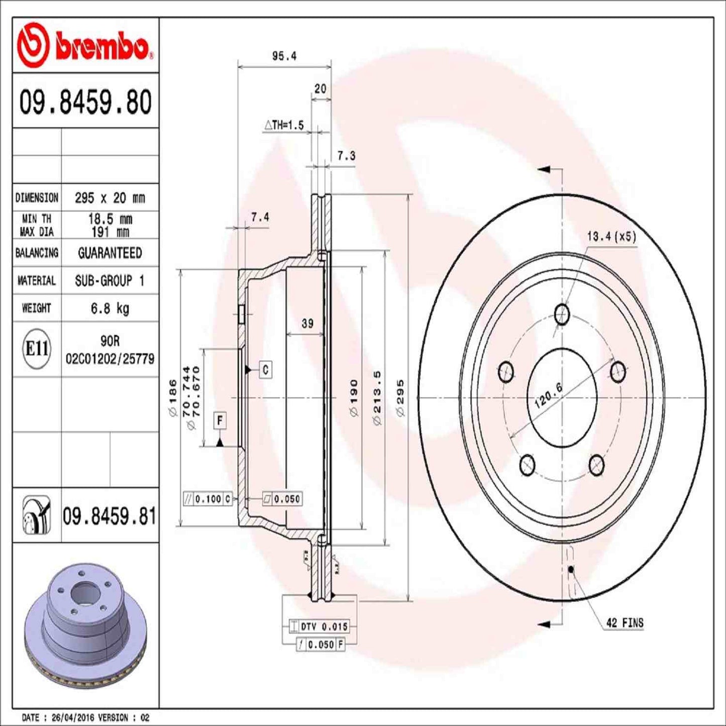 Brembo Disc Brake Rotor 09.8459.81