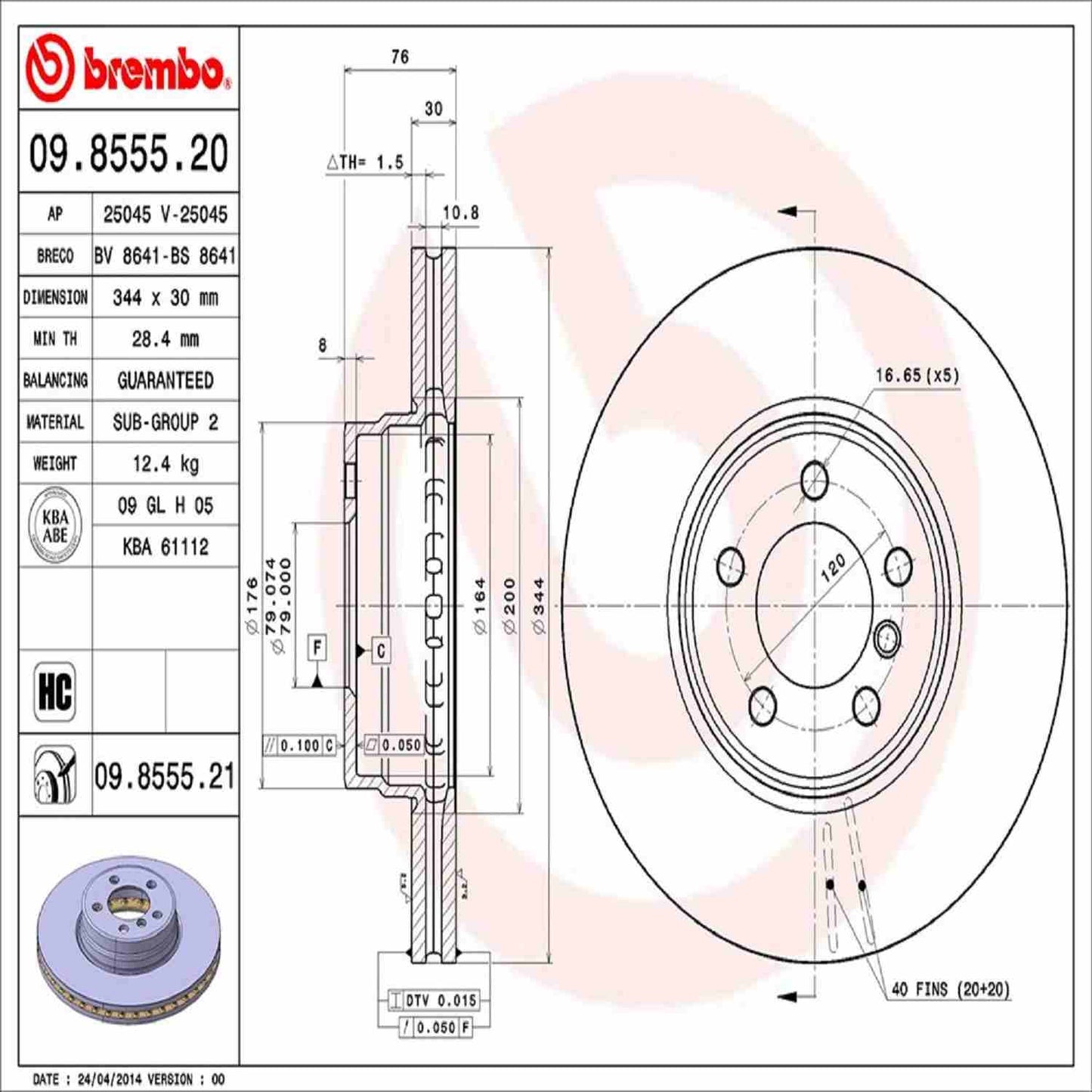 Brembo Disc Brake Rotor 09.8555.21