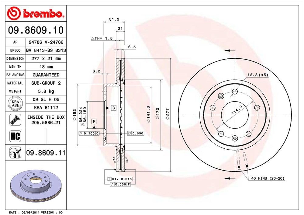 Brembo Disc Brake Rotor 09.8609.11