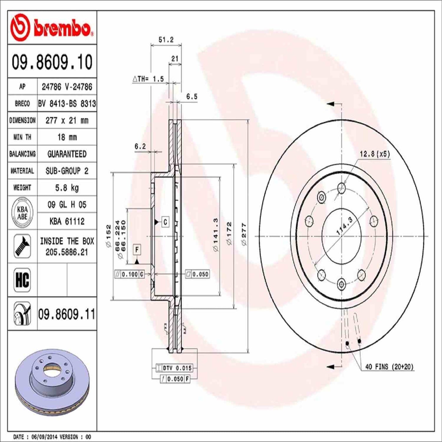 Brembo OE Brembo 02-05 Land Rover Freelander Front Premium UV Coated OE Equivalent Rotor 09.8609.11