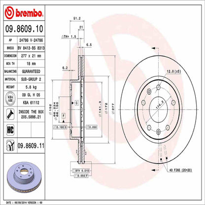 Brembo OE Brembo 02-05 Land Rover Freelander Front Premium UV Coated OE Equivalent Rotor 09.8609.11