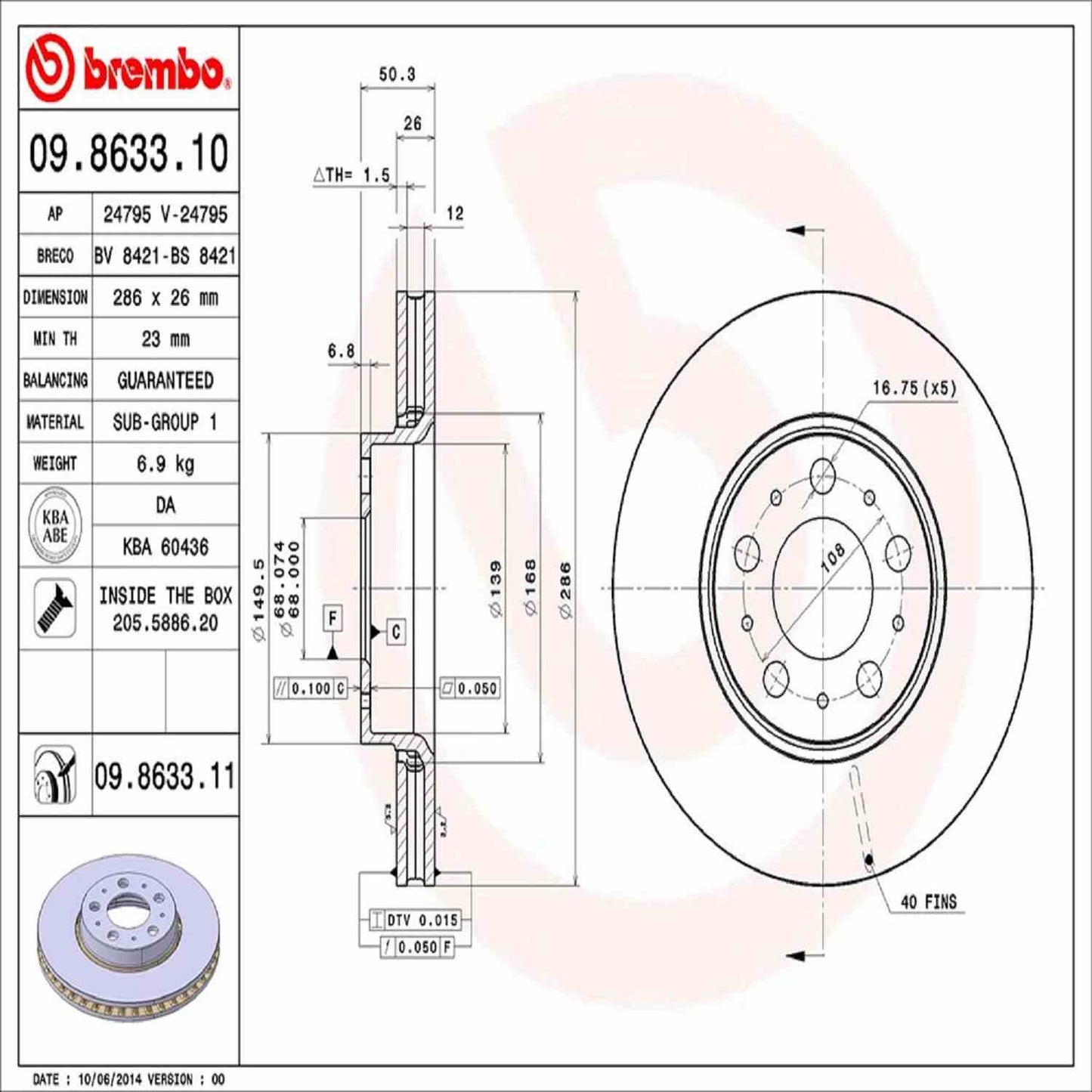 Brembo Disc Brake Rotor 09.8633.11