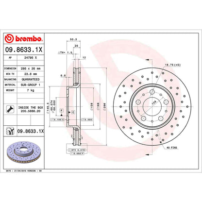 Brembo Disc Brake Rotor 09.8633.1X