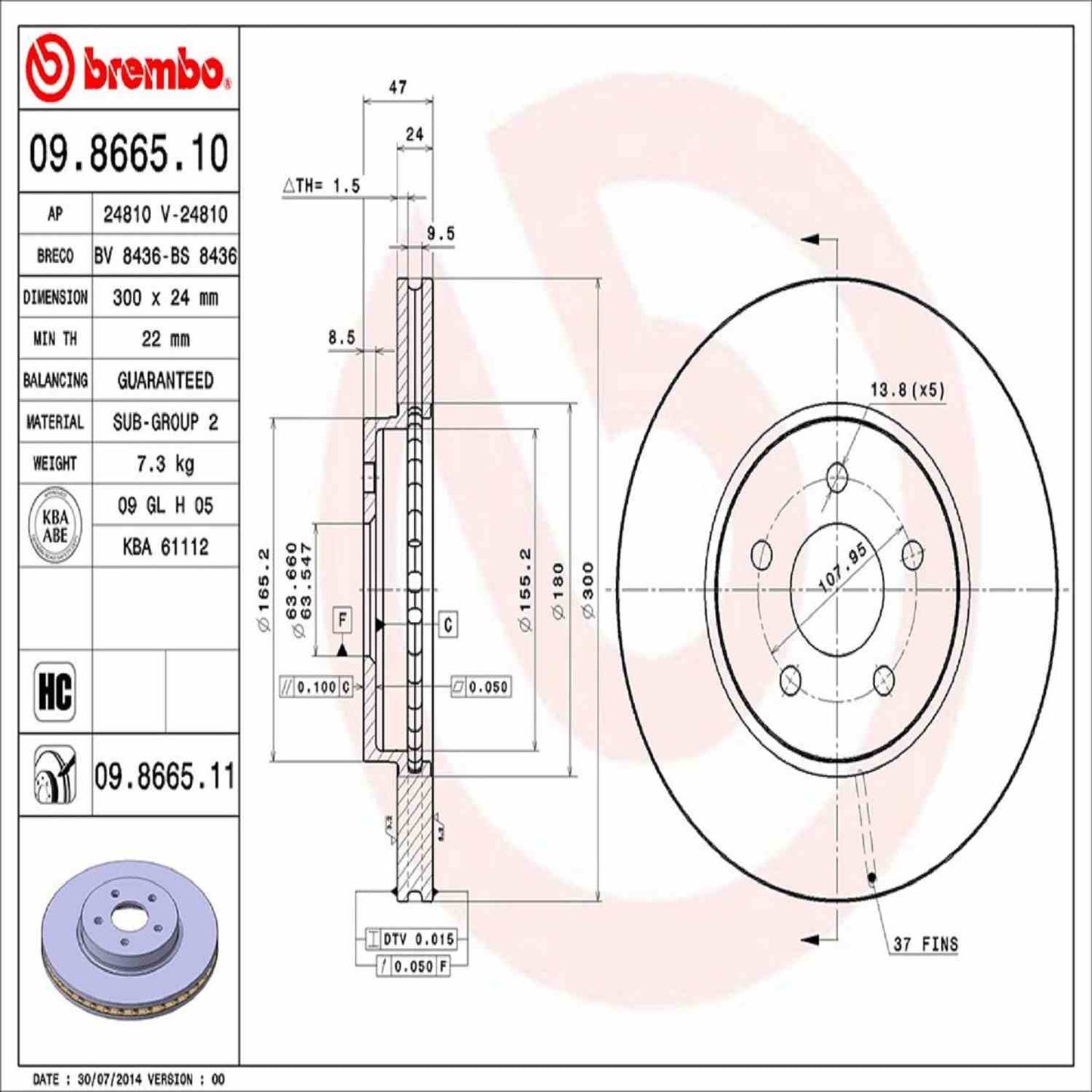 Brembo Disc Brake Rotor 09.8665.11