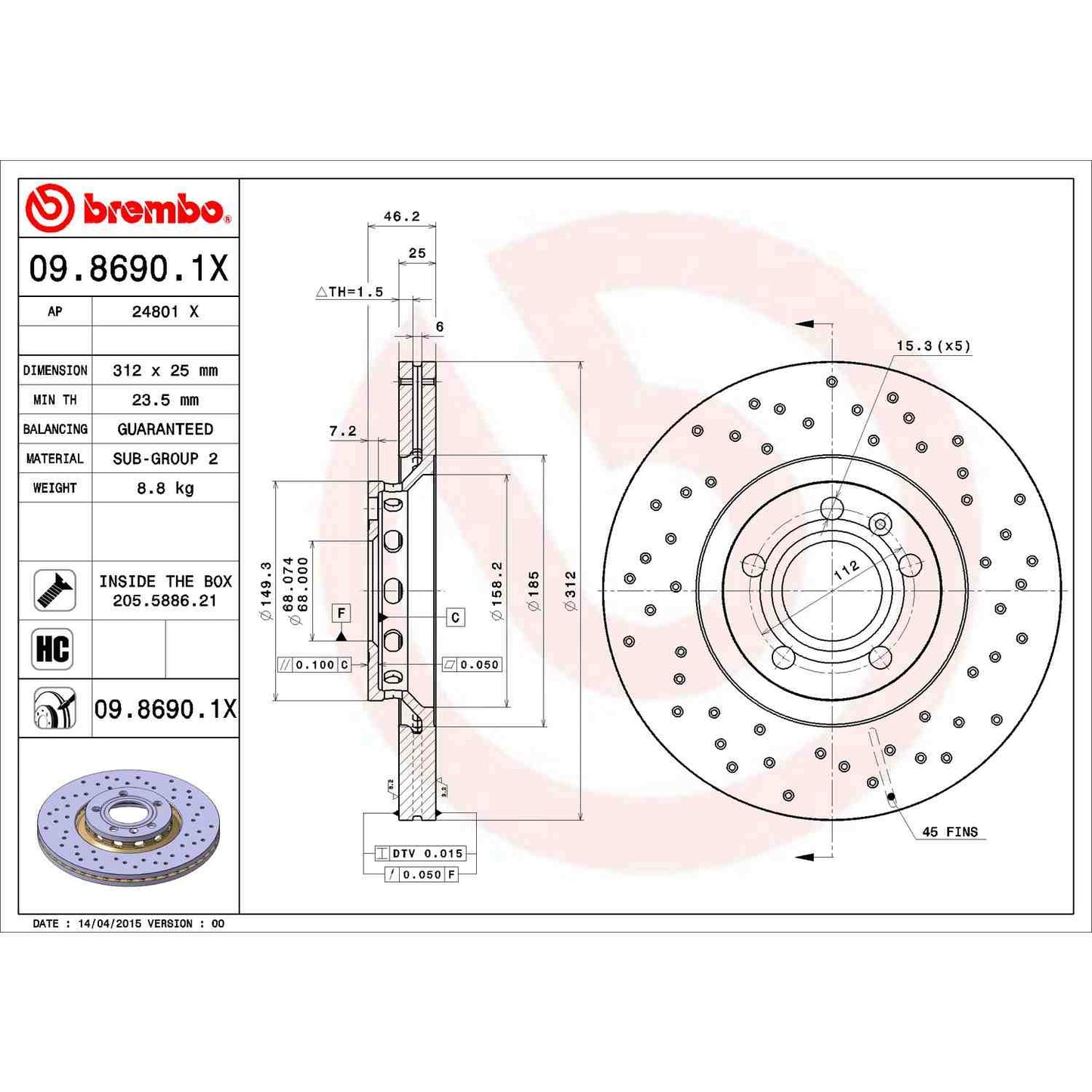 Brembo Disc Brake Rotor 09.8690.1X