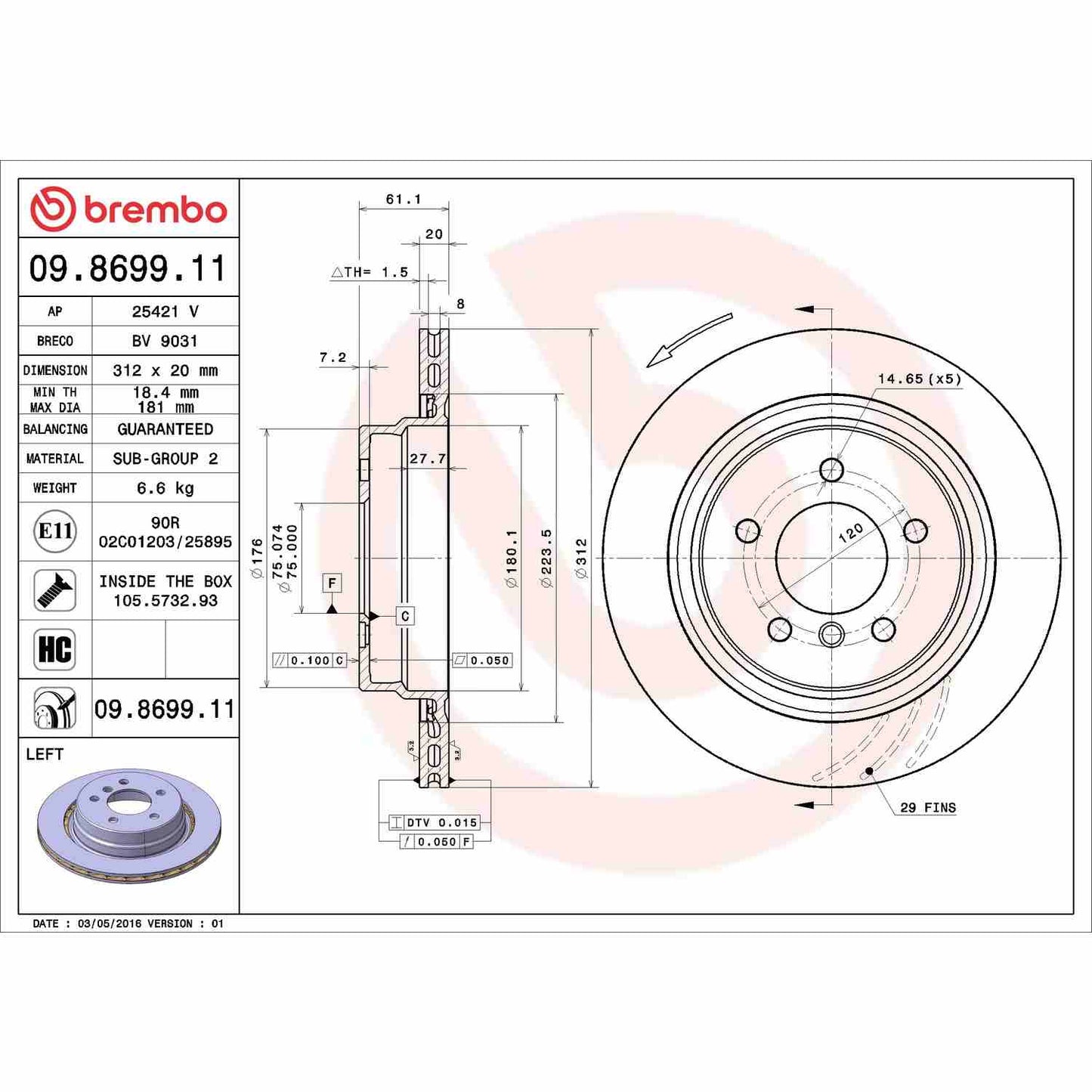 Brembo Disc Brake Rotor 09.8699.11