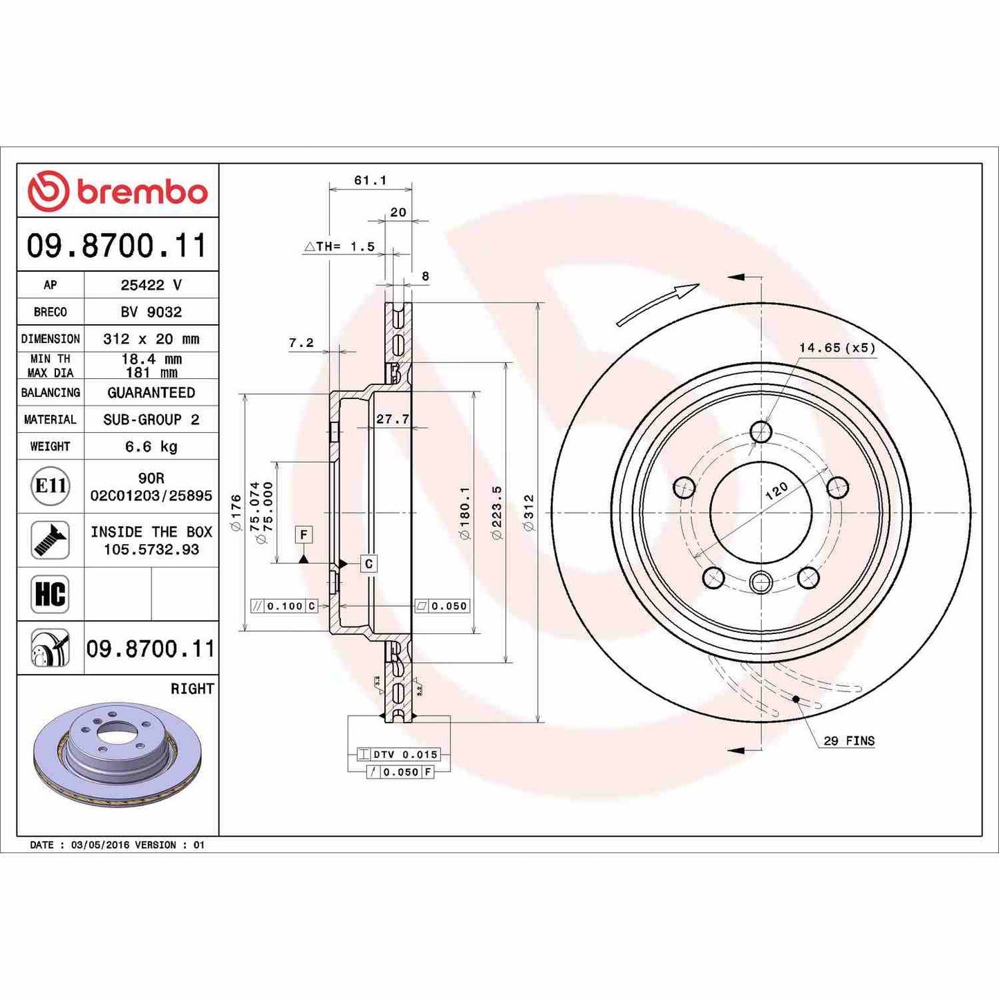 Brembo Disc Brake Rotor 09.8700.11