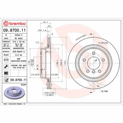 Brembo Disc Brake Rotor 09.8700.11