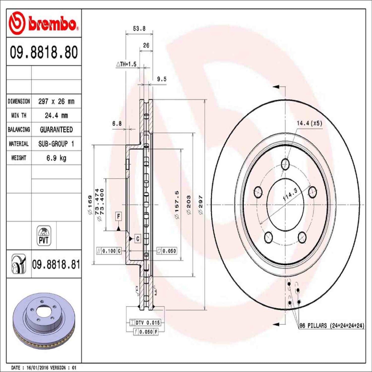 Brembo Disc Brake Rotor 09.8818.81