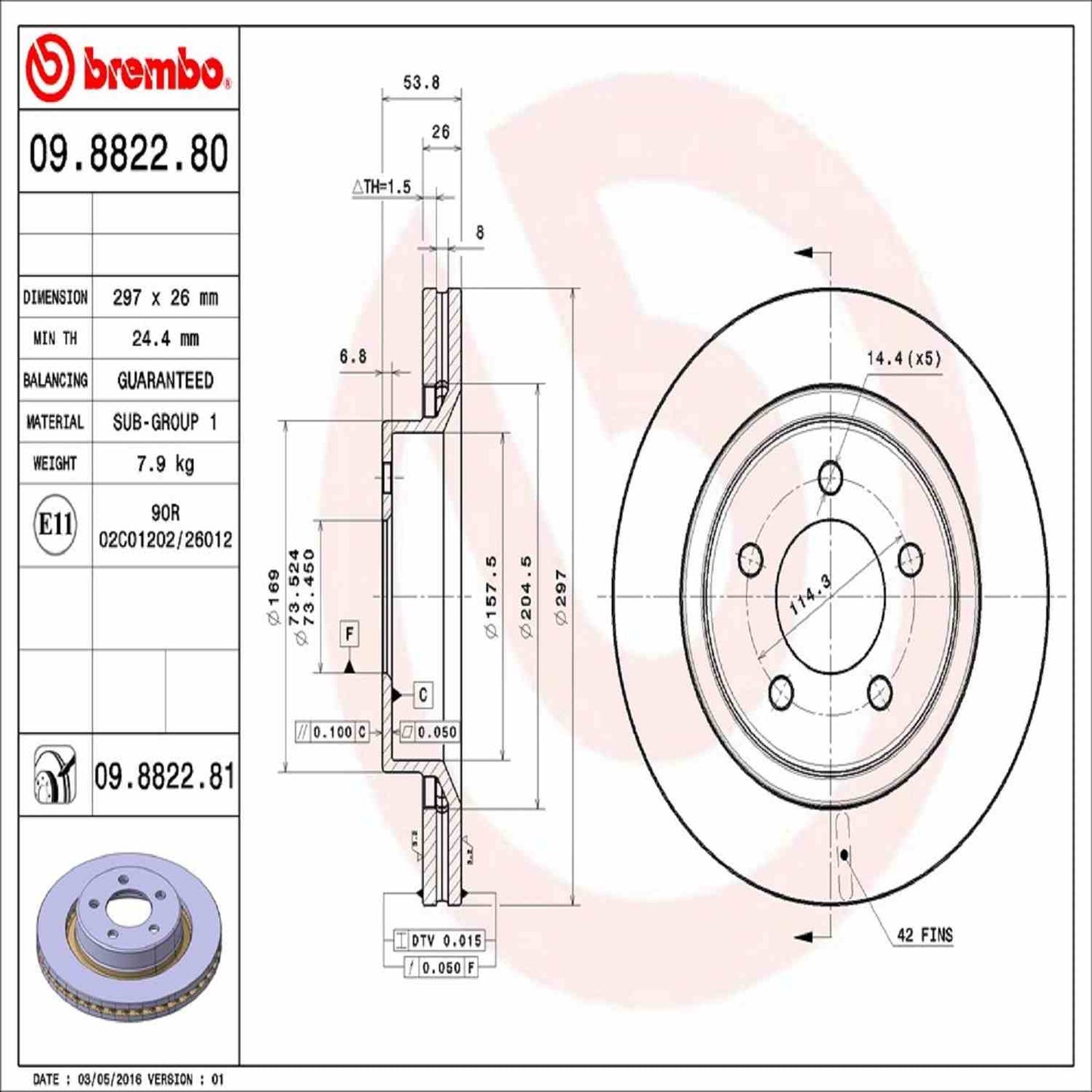 Brembo Disc Brake Rotor 09.8822.81