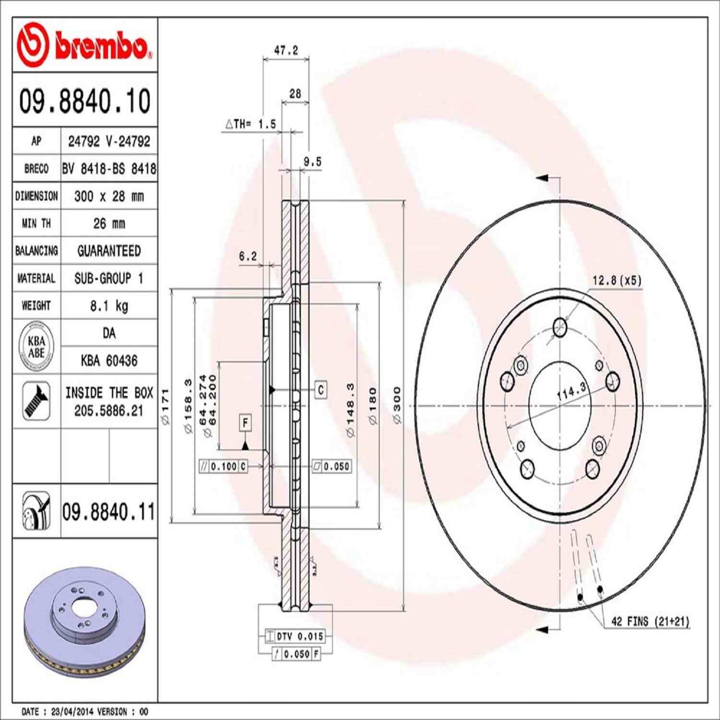 Brembo Disc Brake Rotor 09.8840.11