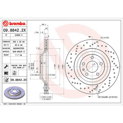 Brembo Disc Brake Rotor 09.8842.2X