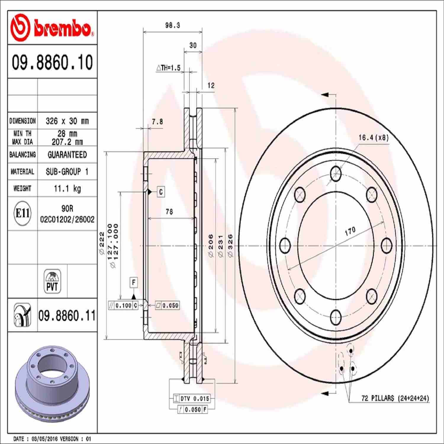 Brembo Disc Brake Rotor 09.8860.11