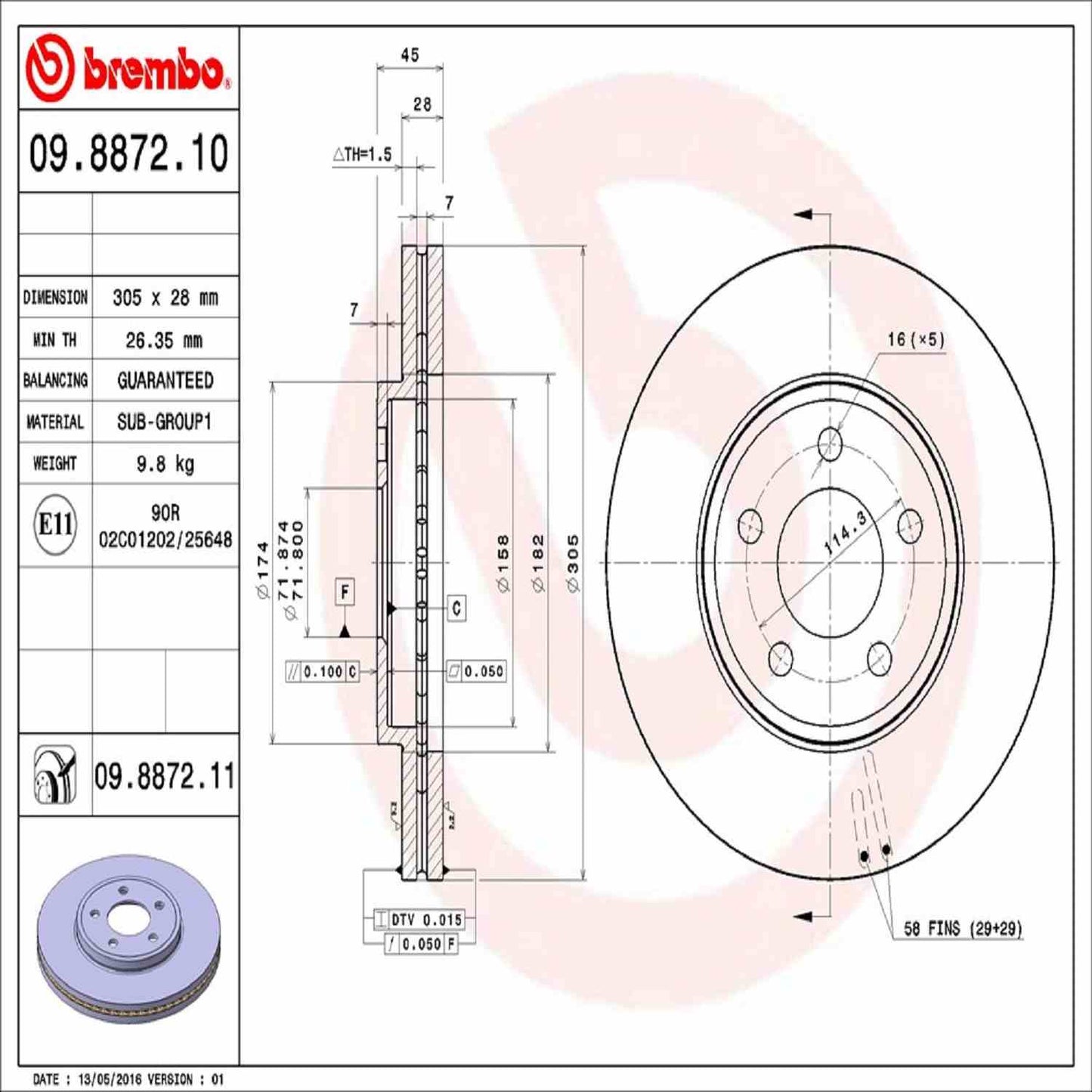 Brembo Disc Brake Rotor 09.8872.11