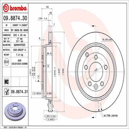 Brembo Disc Brake Rotor 09.8874.31