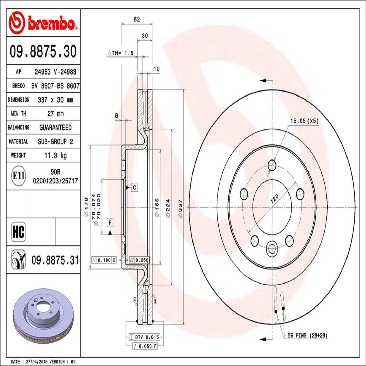 Brembo Disc Brake Rotor 09.8875.31