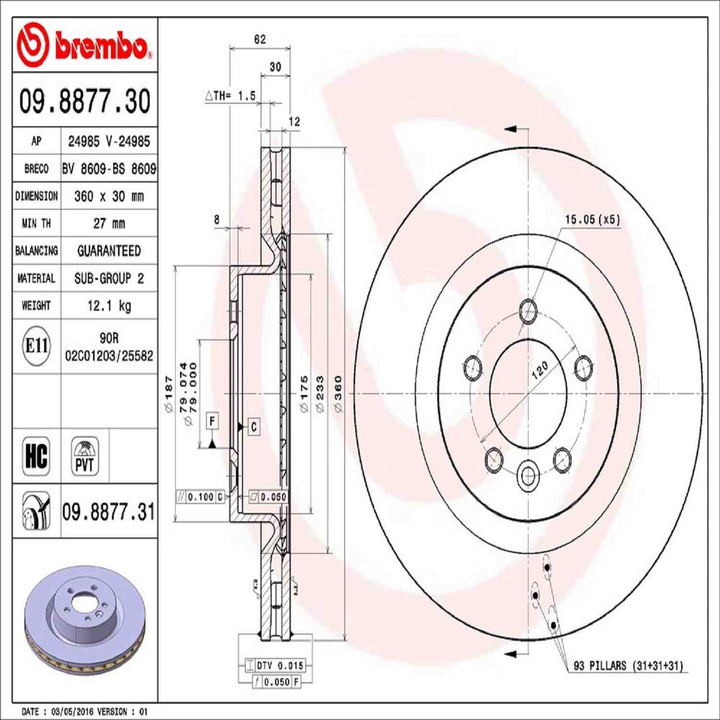Brembo Disc Brake Rotor 09.8877.31