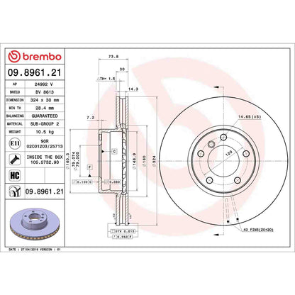 Brembo Disc Brake Rotor 09.8961.21